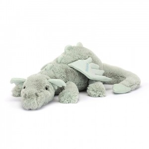 HUGE Jellycat Personalised Sage Dragon 19 CM X 66 CM | 329016FOI