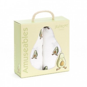 Jellycat Amuseable Avocado Pair Of Muslins 70 CM X 70 CM | 165723LMK