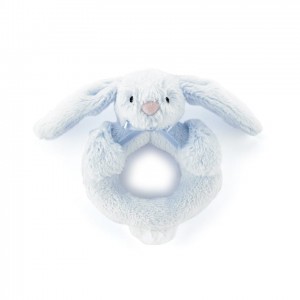 Jellycat Bashful Blue Bunny Ring Rattle 12 CM | 159274FQP