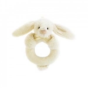 Jellycat Bashful Cream Bunny Ring Rattle 12 CM | 923650EPL