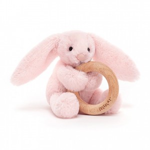 Jellycat Bashful Pink Bunny Wooden Ring Toy 13 CM X 9 CM | 132897ZAE