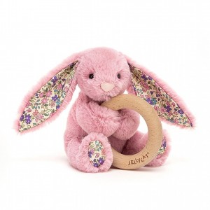 Jellycat Blossom Tulip Bunny Wooden Ring Toy 13 CM X 9 CM | 501296FGK