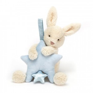 Jellycat Star Bunny Blue Musical Pull 28 CM X 7 CM | 403815ZRX