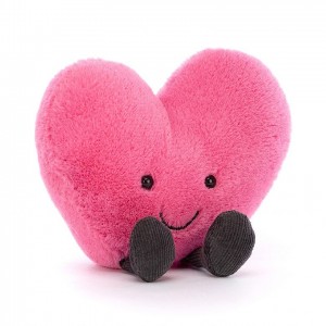 LARGE Jellycat Amuseable Hot Pink Heart 17 CM X 19 CM | 830476BRK