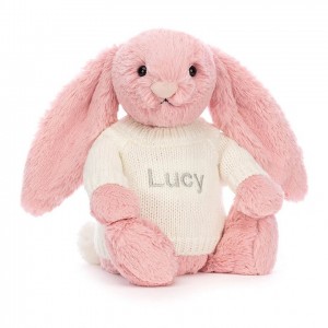 MEDIUM Jellycat Bashful Petal Bunny with Personalised Cream Jumper 31 CM X 12 CM | 096325IWG