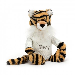 MEDIUM Jellycat Bashful Tiger with Personalised Cream Jumper 31 CM X 12 CM | 103896ZWA