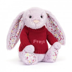 MEDIUM Jellycat Blossom Jasmine Bunny with Personalised Red Jumper 31 CM X 12 CM | 689503AYR