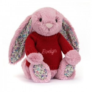 MEDIUM Jellycat Blossom Tulip Bunny with Personalised Red Jumper 31 CM X 12 CM | 405132KRV