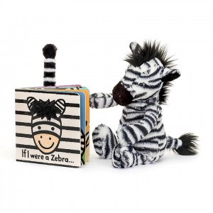 MEDIUM Jellycat If I Were A Zebra Board Book and Bashful Zebra | 563014RTH