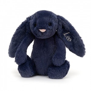 MEDIUM Jellycat Personalised Bashful Navy Bunny 31 CM X 12 CM | 394078CVW