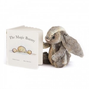 MEDIUM Jellycat The Magic Bunny Book and Bashful Cottontail Bunny | 173694ORM